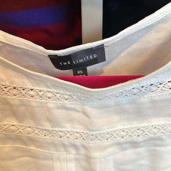 The Limited ivory sleeveless pleated front embroidered blouse size XS - Picture 2 of 3